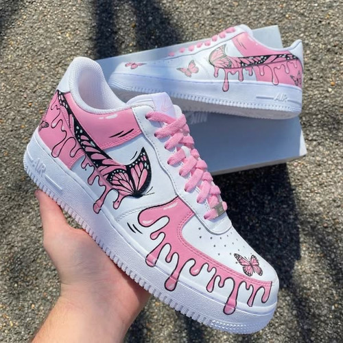 کتونی کاستوم زنانه مدل پروانه صورتی سه بعدی